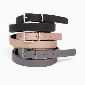 METALLIC FAUX LEATHER BELT 3 pc